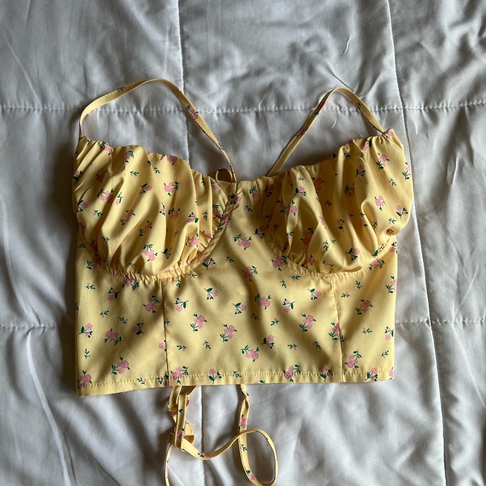Yellow floral blouse